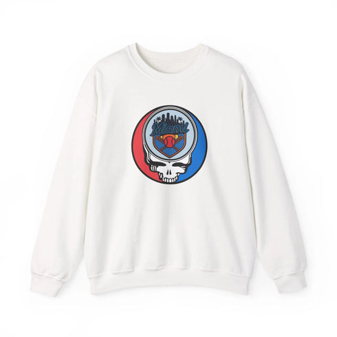 Grateful Dead - Miami Marlins Grateful Dead Stealie Crewneck Sweatshirt - MLB - StealieShop
